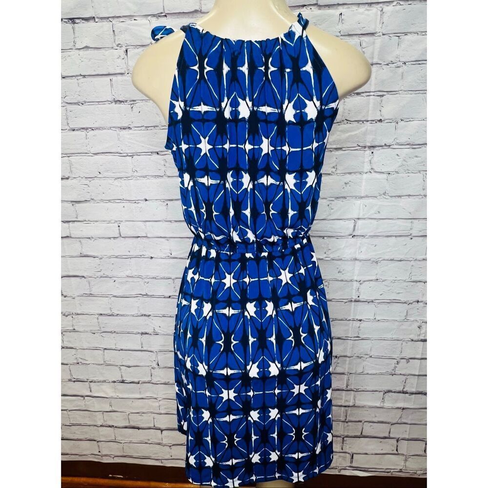 Banana Republic Womens Blue White Printed Halter Sleeveless Mini Dress Size XS - Picture 2 of 7